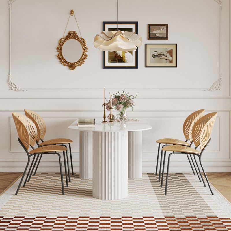 Minimalist White Dining Table Set 1/4/5/7 Pieces Home Table and Chairs