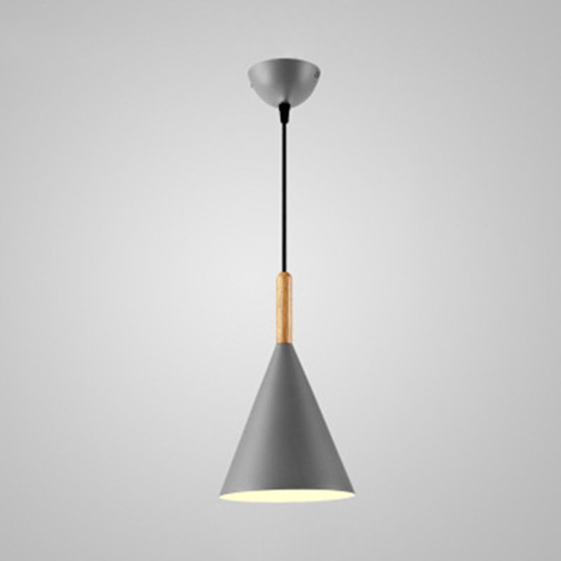 6.3 Inches Wide Mini Pendant Lamp with Metal Cone Shade Nordic Macaroon Style 1-light Hanging Light