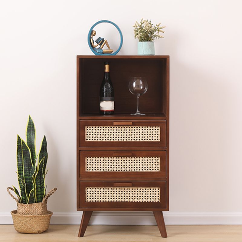 Wicker Rattan Accent Cabinet Bar Pulls Handle Design Storage Cabinet