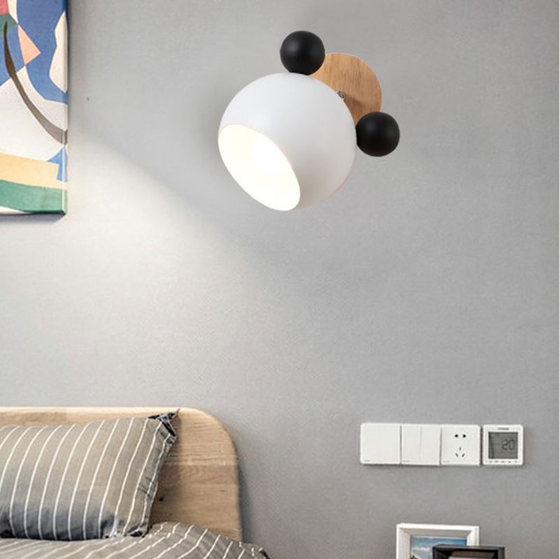 Children Wood Wall Light Polish Finish Flush Mount Lighting for Room