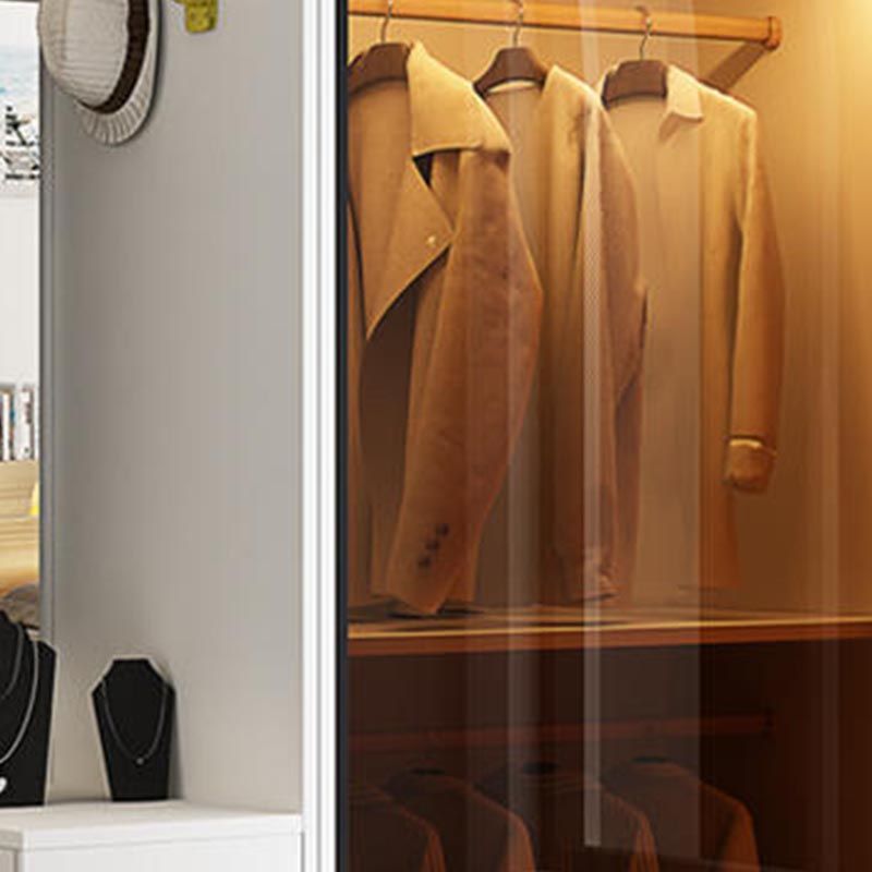 Modern Wardrobe for Home Mirrored Finish Cabinet with Glass Doors