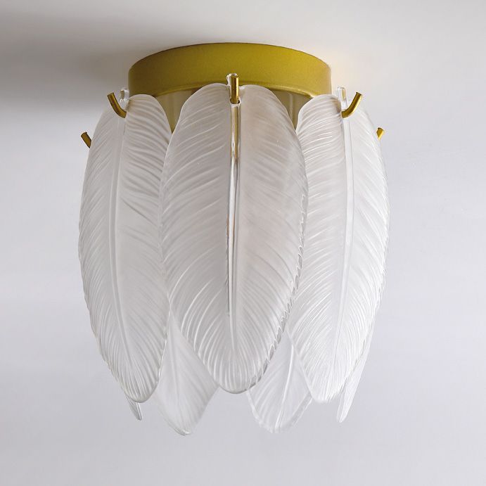 Luminaire encastré au plafond en plumes, style simple, doré