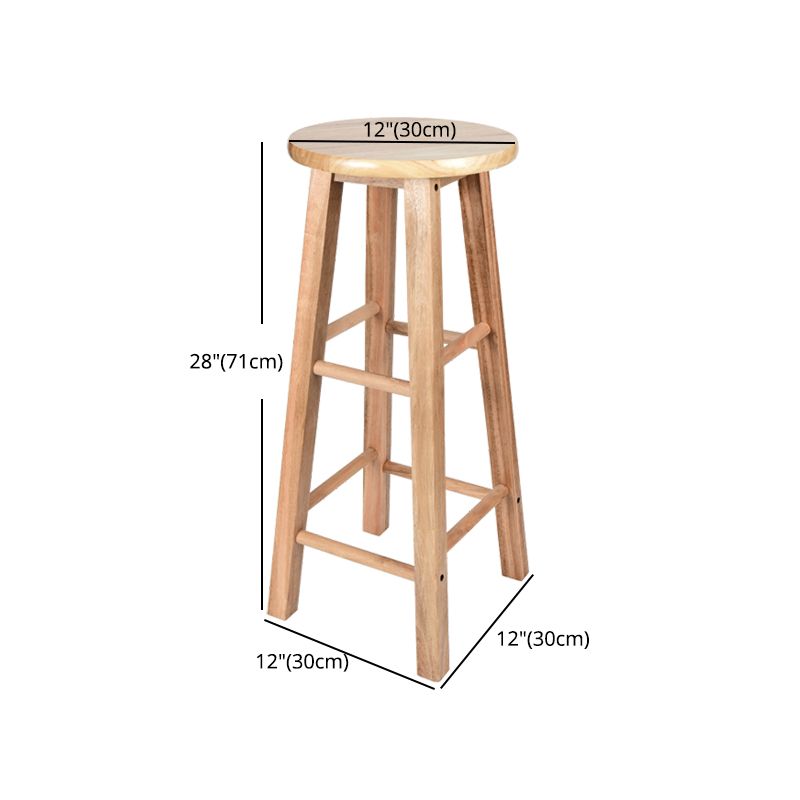 Modern Armless Backless Counter Stool Oak Wood Kitchen Bar Stool with Seat and Pedal