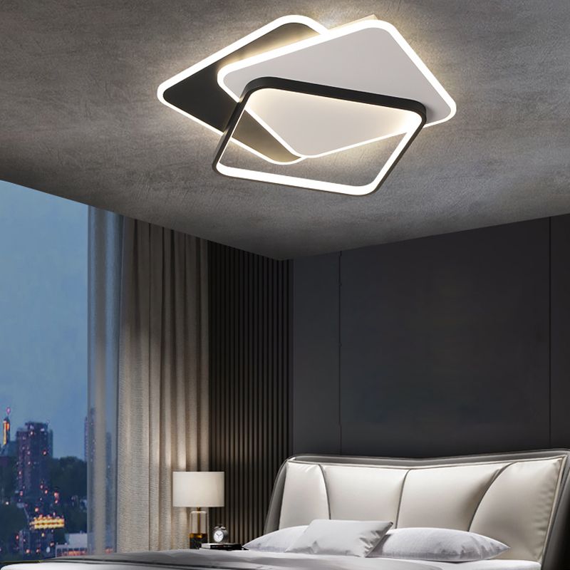 Metal Flush Mount Light Nordic 3-Light Bedroom Ceiling Lamps Fixture with Acrylic Shade