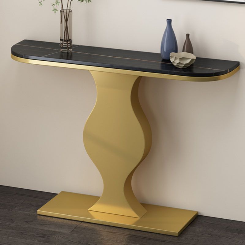 12 Inch Wide Glam Accent Table Half Moon Metal Console Table