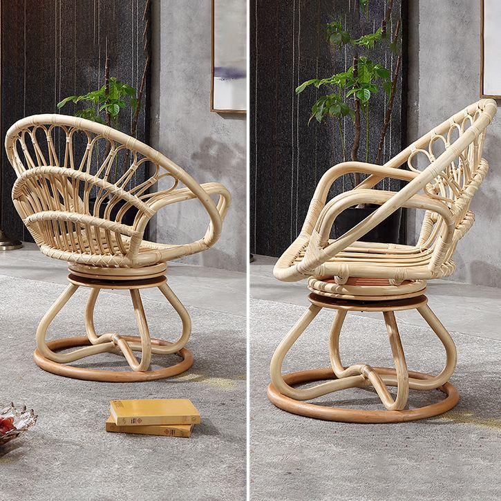 Contemporary Round Dining Table Set 1/3 Pcs Light Wood Finish Outdoor Dining Set