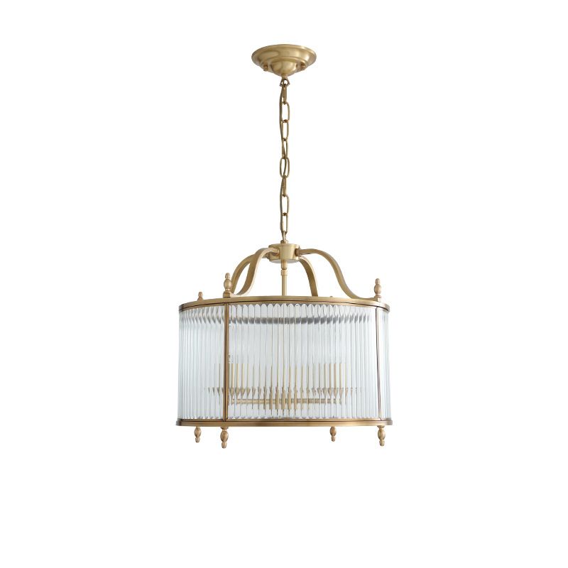 Cylinder Shade Hanging Light American Style Glass Pendant Light for Living Room