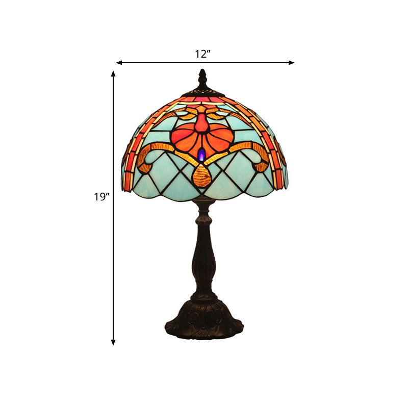 Mediterranean Dragonfly/Star/Tulip Nightstand Lamp Single Head Stained Glass Table Light in Bronze for Bedside