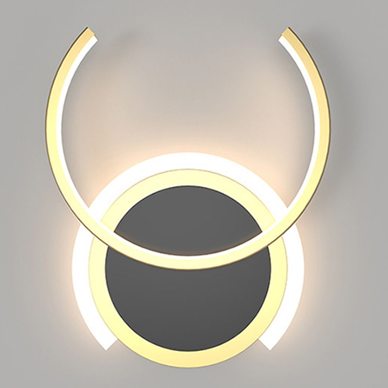 Nordic Modern Style Geometry Shade Wall Sconce Metal 2 Light Sconces in Black for Corridor