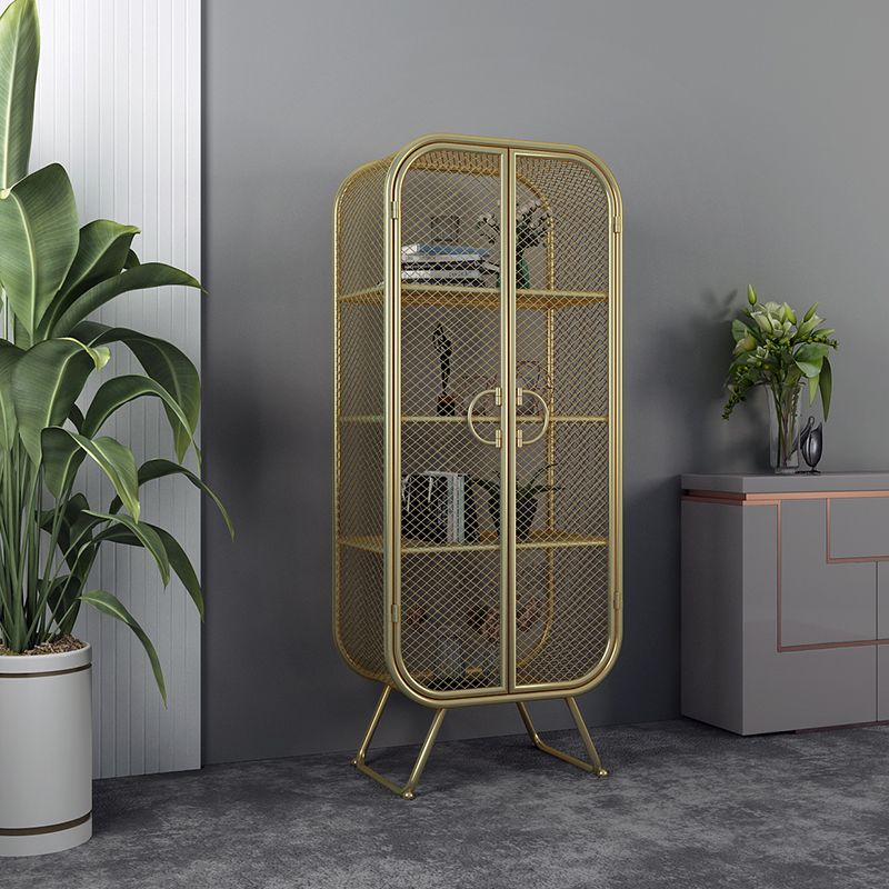 Scandinavian Vertical Standard Bookcase Iron Bookcase with Door