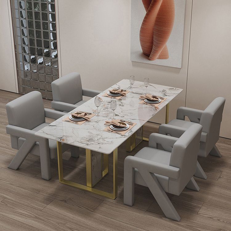 Glam Style Stone Dining Table 4 Legs Dining Table for Dining Room