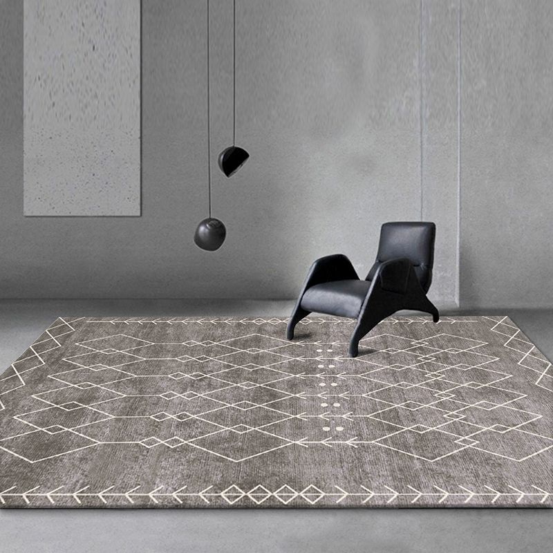 Simple Living Room Rug Multi Colored Geometric Printed Carpet Cotton Blend Non-Slip Easy Care Rug