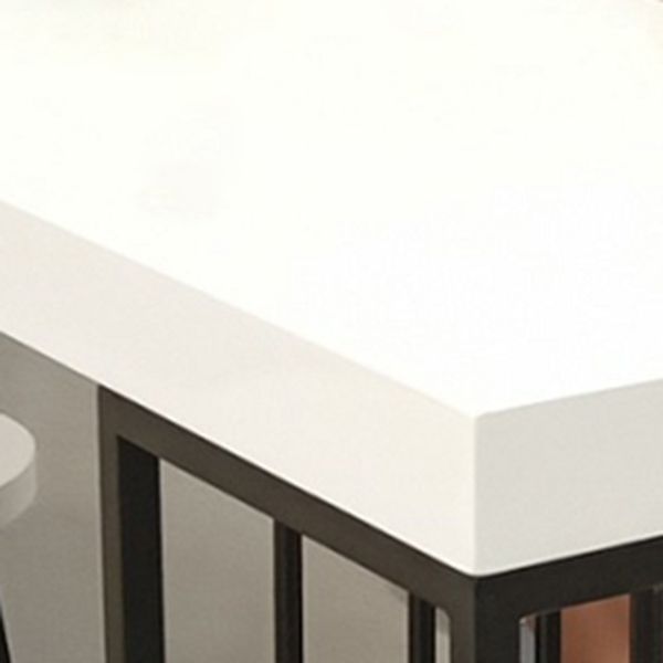 White Rectangle Bar Height Table Artificial Wood Pub Table with 2-shelf