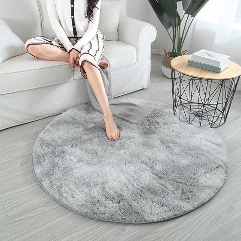 Minimalist Round Carpet Funky Tie Dye Carpet Polyester Living Room Shag Rug with Non-Slip Backing