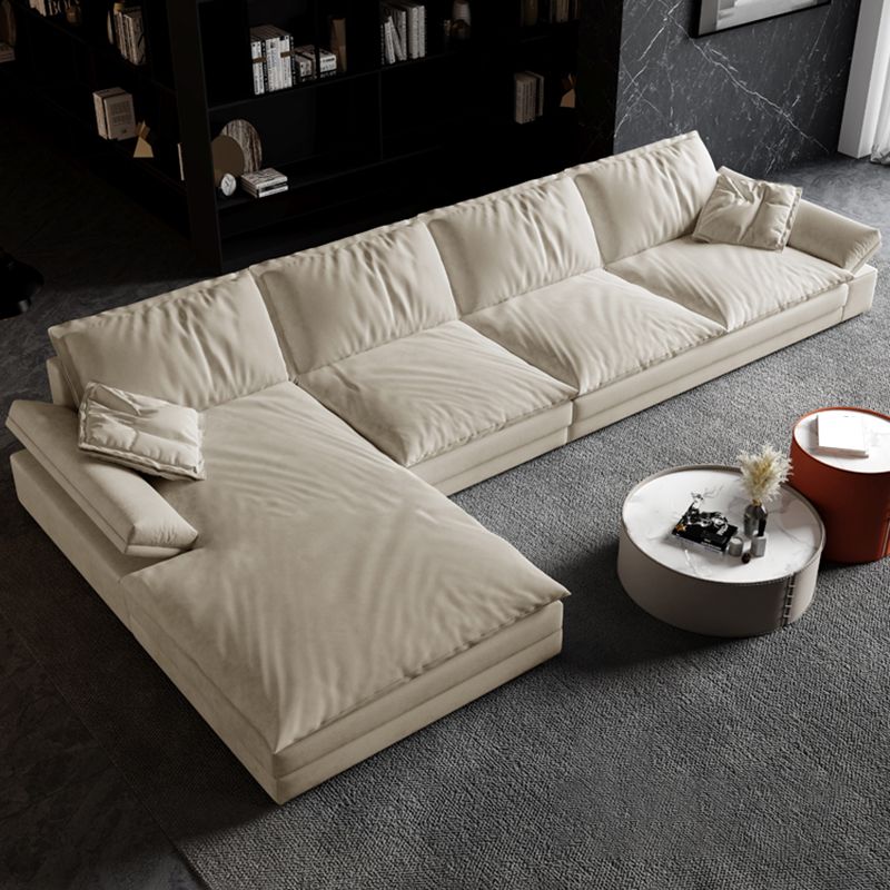 Scandinavian Cream Cushion Back Stain-Resistant Faux Leather Sofa