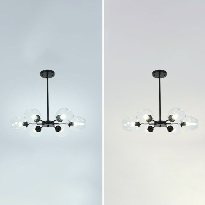 Modern Creative Indoor Pendant Light Wrought Iron Sputnik Hanging Lamp with Glass Shade