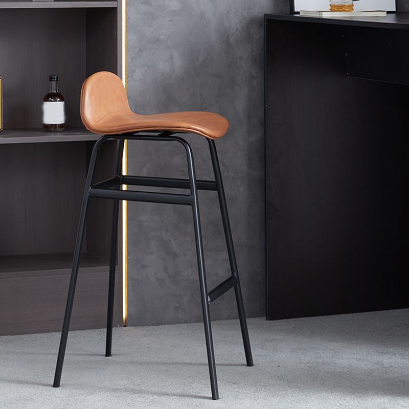 Modern Backrest Armless Counter Stool Iron Bar Stool with Seat and Pedal for Cafe