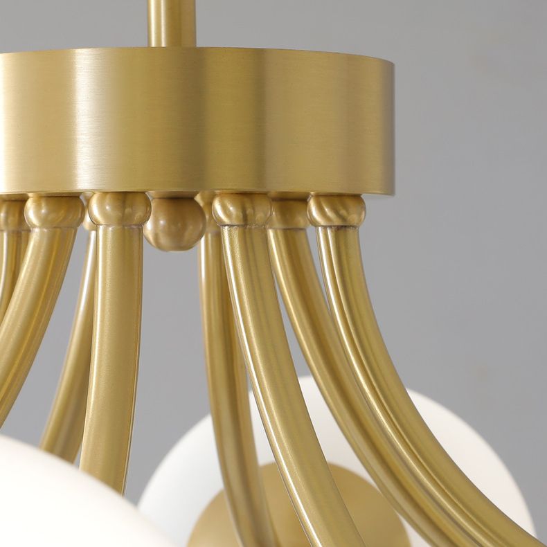 Modern Simple Copper Ceiling Light Ball Shape Glass Shade Ceiling Lamp for Living Room