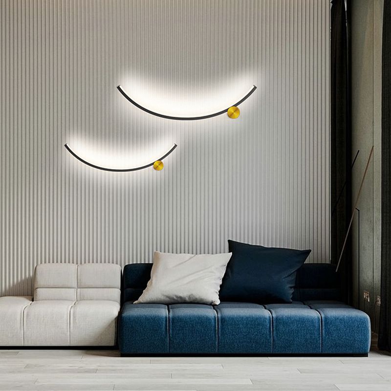 Linear Shape Wall Lamp Modern Style Acrylic 1 Light Sconce in Black