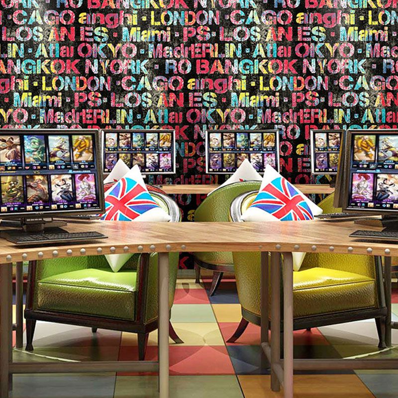 Simple Letters Vinyl Wallpaper Roll for Accent Wall, Neutral Color, 31-foot x 20.5-inch