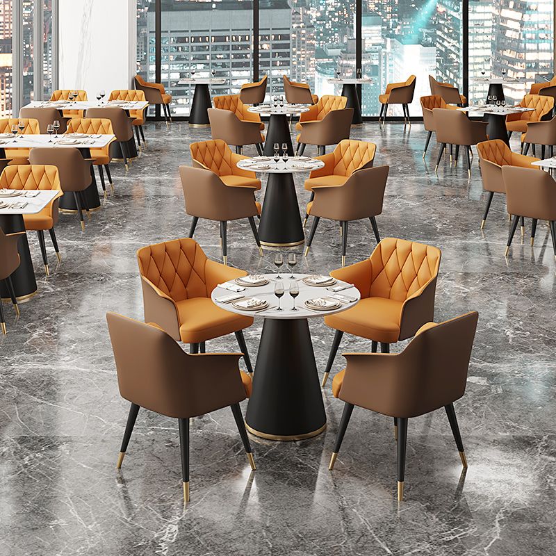 Modern Style Dining Table Sintered Stone Table with Metal Base