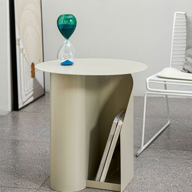 Contemporary Accent Side Table Iron Abstract with Storage Living Room Round