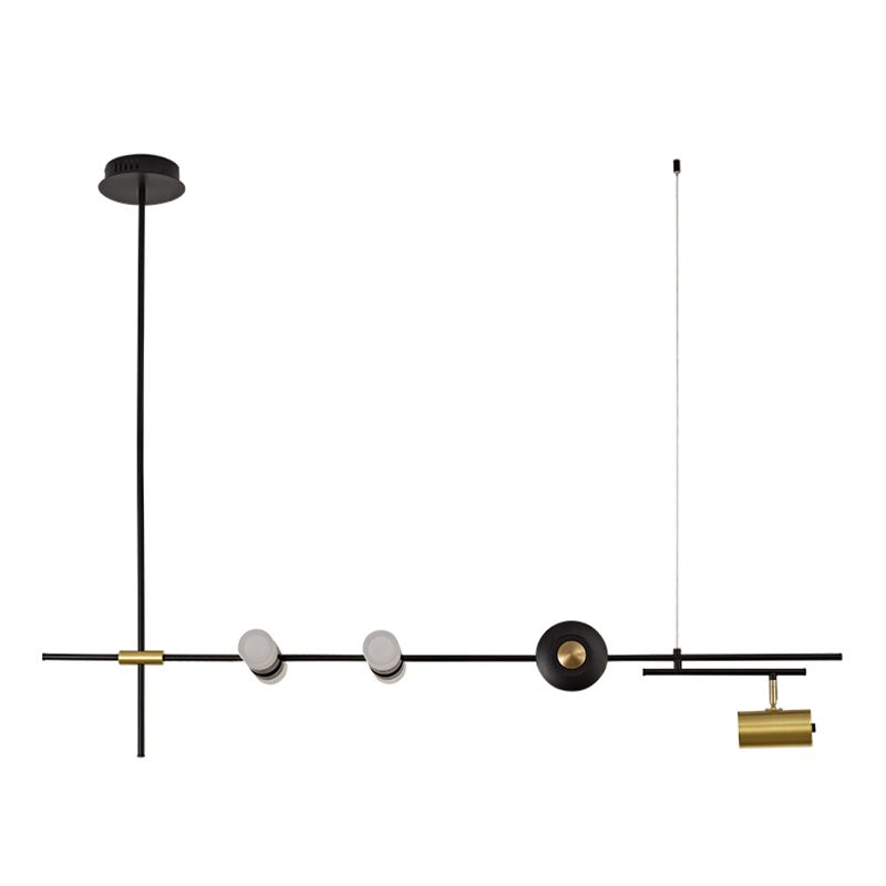 Luces colgantes de estilo contemporáneo de aluminio Fixtura de iluminación de isla lineal negra para comedor