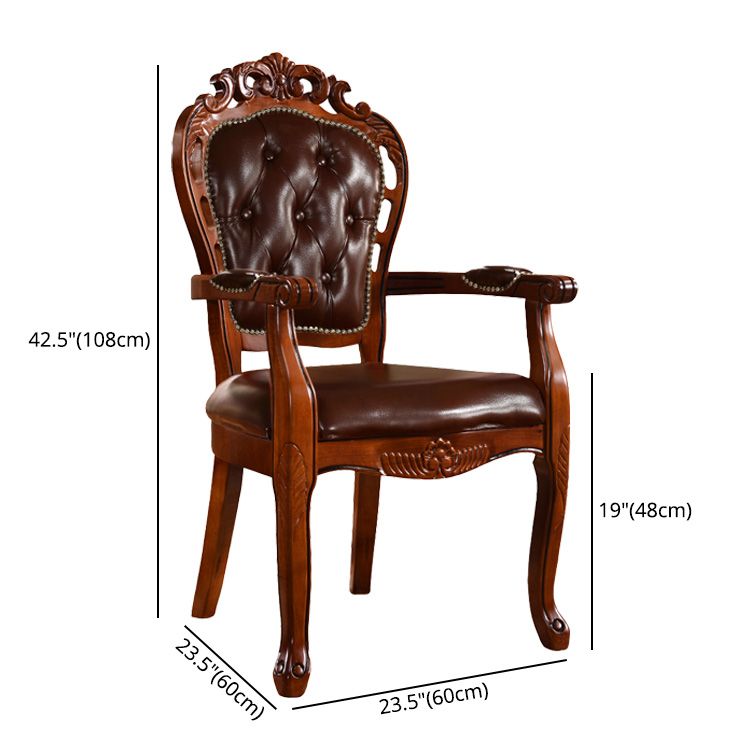 Chaise d'intérieur à dossier ouvert en bois de style victorien, chaise de salle à manger de 24 pouces de large