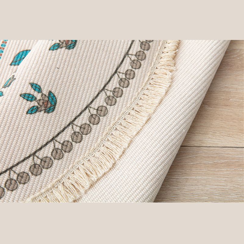 Bohemian Area Rug Americana Pattern Modern Carpet Fringe Design Cotton Blend Rug for Living Room