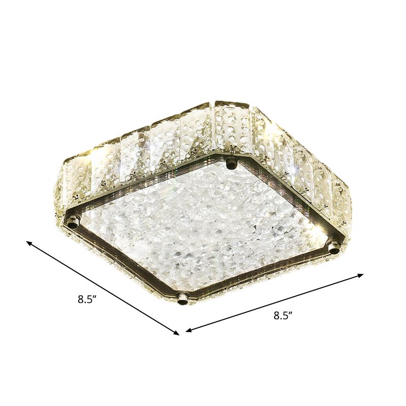 Minimalistische LED-inbouwlamp roestvrij staal rond/vierkant/bloem plafondarmatuur met heldere kristallen kap in warm/wit licht