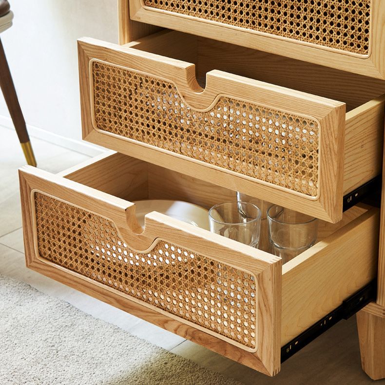 Modern Natural Accent Chest with Drawers and Solid Wood Straight Legs
