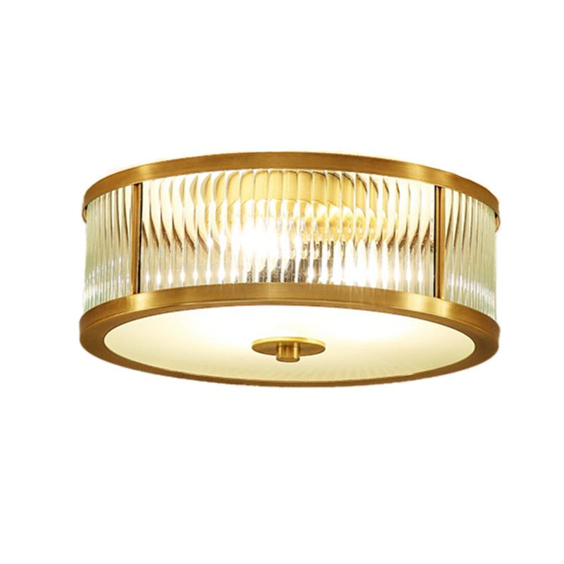 Verre Brass Flush Mount in Colonical Classic Style Copper Circulaire Ceiling Light for Living Room