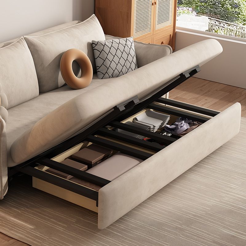 Convertible Faux Leather Contemporary Square Arm Bed Settee in Grey