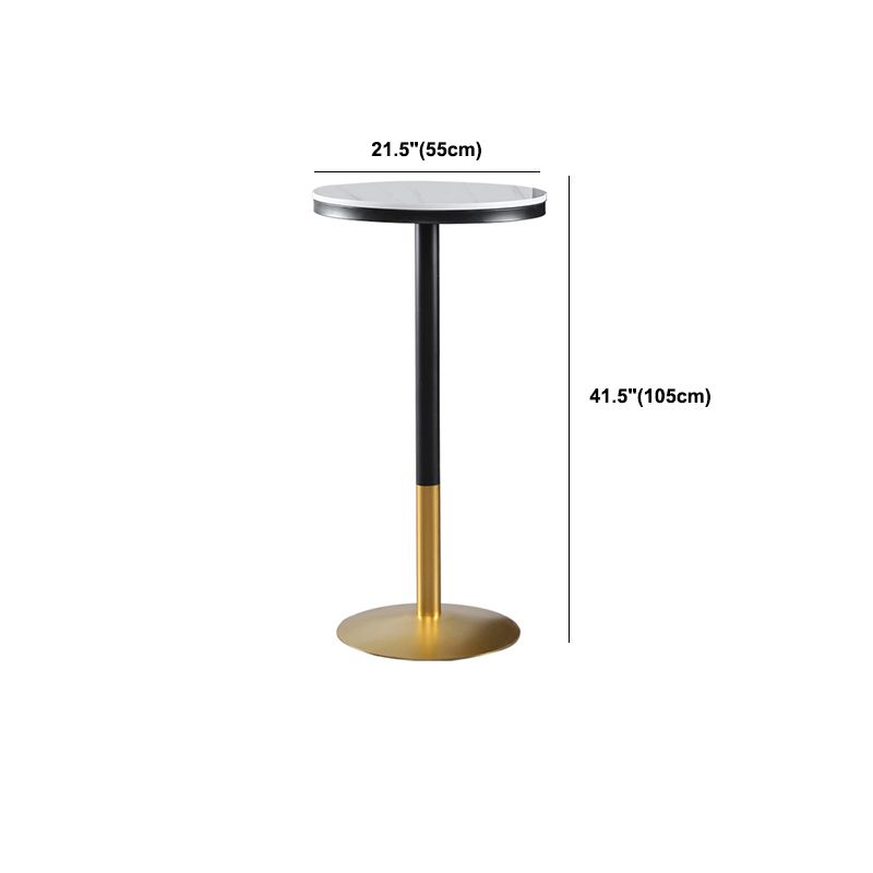 Round Stone Bar Dining Table Glam Pedestal Bar Table for Living Room