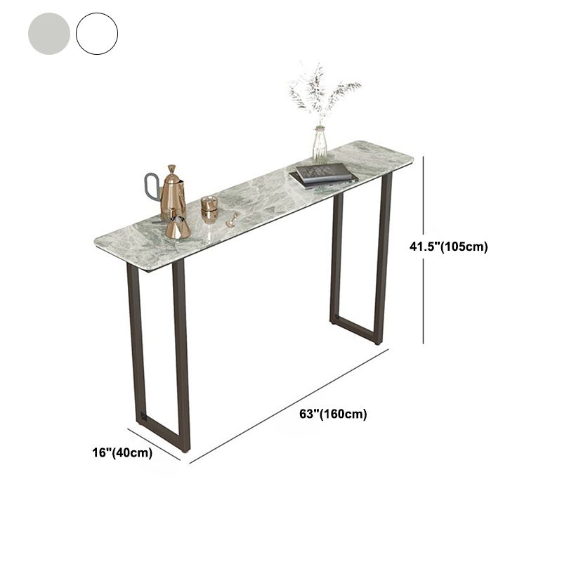 Contemporary Pub Table with Sled Polished Finish Stone Top Bar Table