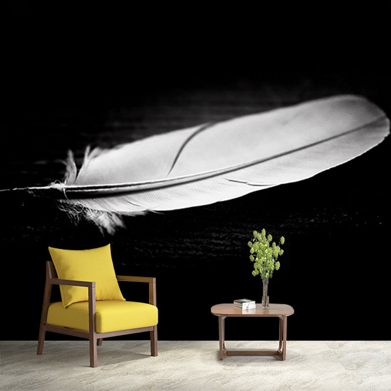 Decor Bird Feather Mural for House Interior Moisture Resistant, Custom Size Available