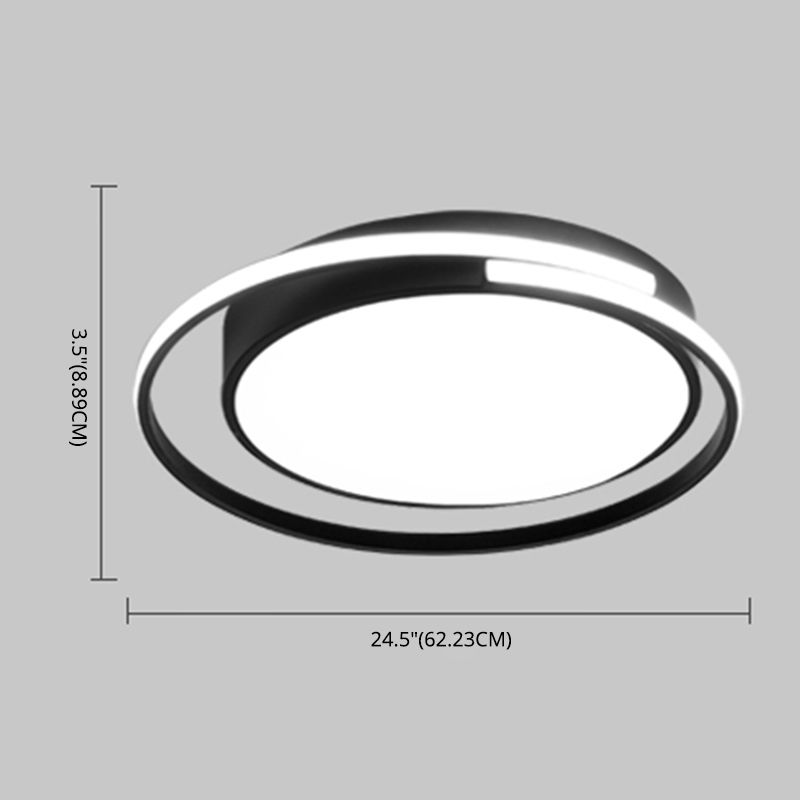 Black and White Metal Flush Mount Modern Style Rounded Ceiling Light Fixture for Bedroom
