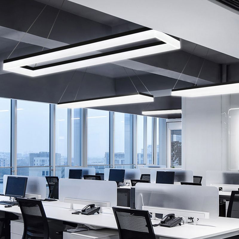 Nordic Modern Hanging Light Office LED Einfache Rechteck -Anhängerleuchte