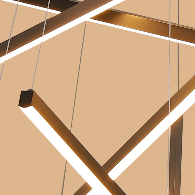 Nieuwe moderne zwarte lineaire kroonluchter verlichtingsarmaturen Metalen LED -hangende lamp voor woonkamer