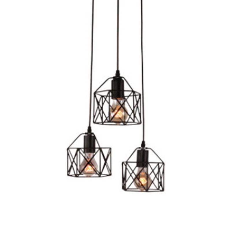 3 luci Birdcage multi pendente semplice in stile industriale Metal Multi Drop Affermazione per il ristorante