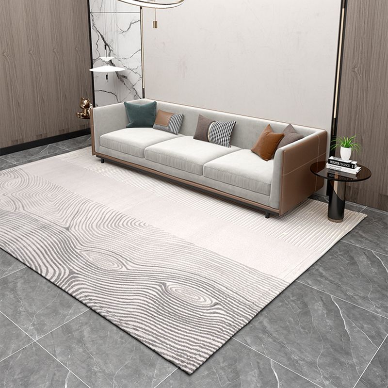Grey Modern Area Carpet Polyester Stripe Pattern Rug Easy Care Area Rug for Home Decor