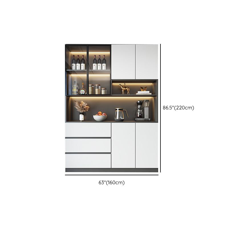 Modern Glass Adjustable Shelving Doors Wood Sideboard Cabinet with Cabinets and Drawers