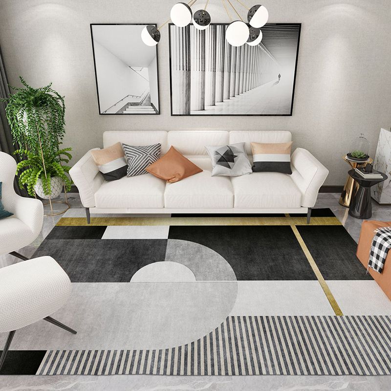 Trendy Home Decor Rug Multi-Color Geometric Area Carpet Polypropylene Anti-Slip Pet Friendly Rug