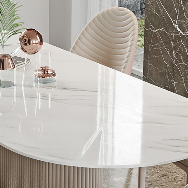 1/4/5/7 Pieces Luxury Dining Set Sintered Stone Top Dining Table with Leather Chairs