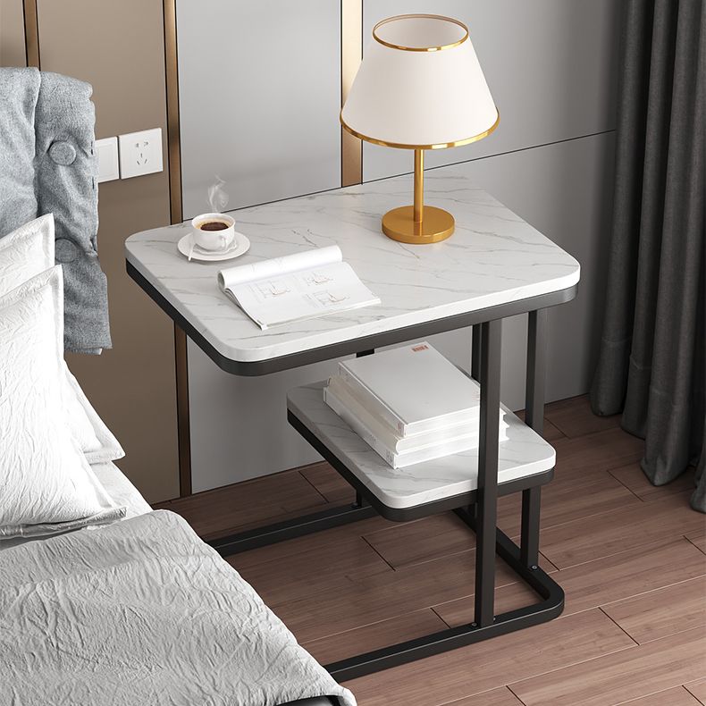 22.8" Tall Wooden Nightstand in Grey/ White / Black Modern Night Stand