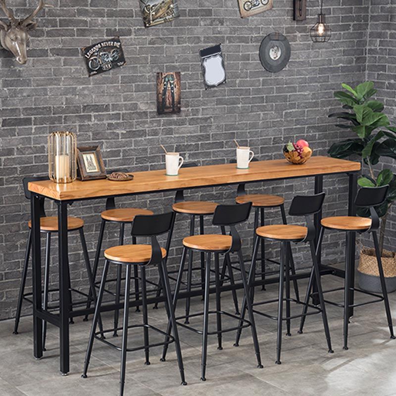 Industrial Bar Table Set 1/4 /9 Pieces Solid Wood Counter Table for Indoor