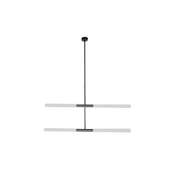 Lampadario tubolare acrilico moderno moderno 2/4/6 luci in bianco/nero/oro a soffitto in luce calda/bianca