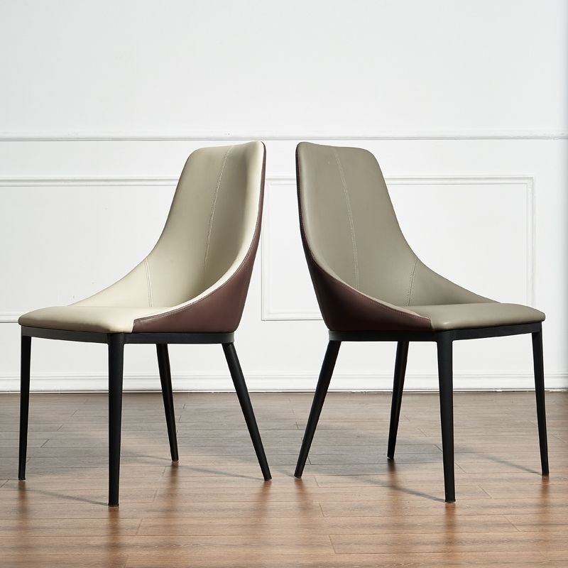 Solid Back Chair Industrial Style Leather Dining Side Chairs