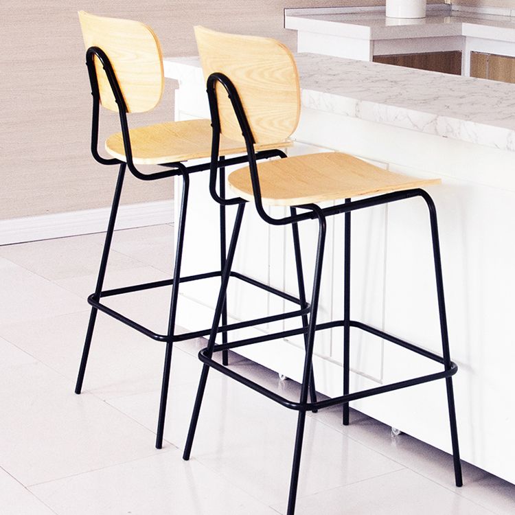 Contemporary Low Back Armless Bar Stools with Black Metal Base