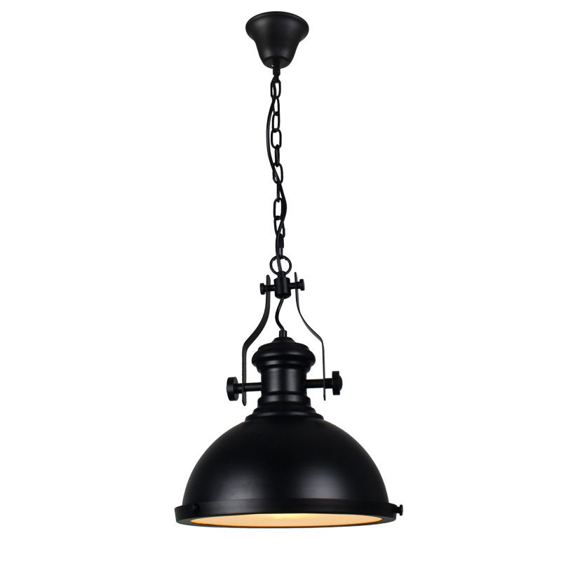 Retro Industrial Dome Shade Pendant Light Metal 1-Light Pendant Lighting With Swivel Joint in Black